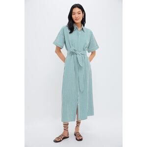 POMANDER PLACE Green Gingham Seersucker Zacara Dress Size M NWT